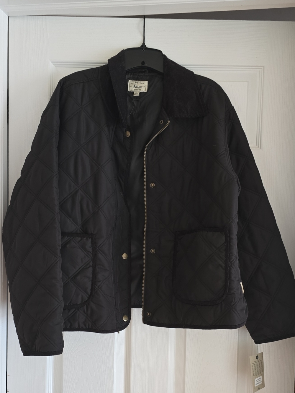 Quilted Lightweight Black Jacket with Cord Collar